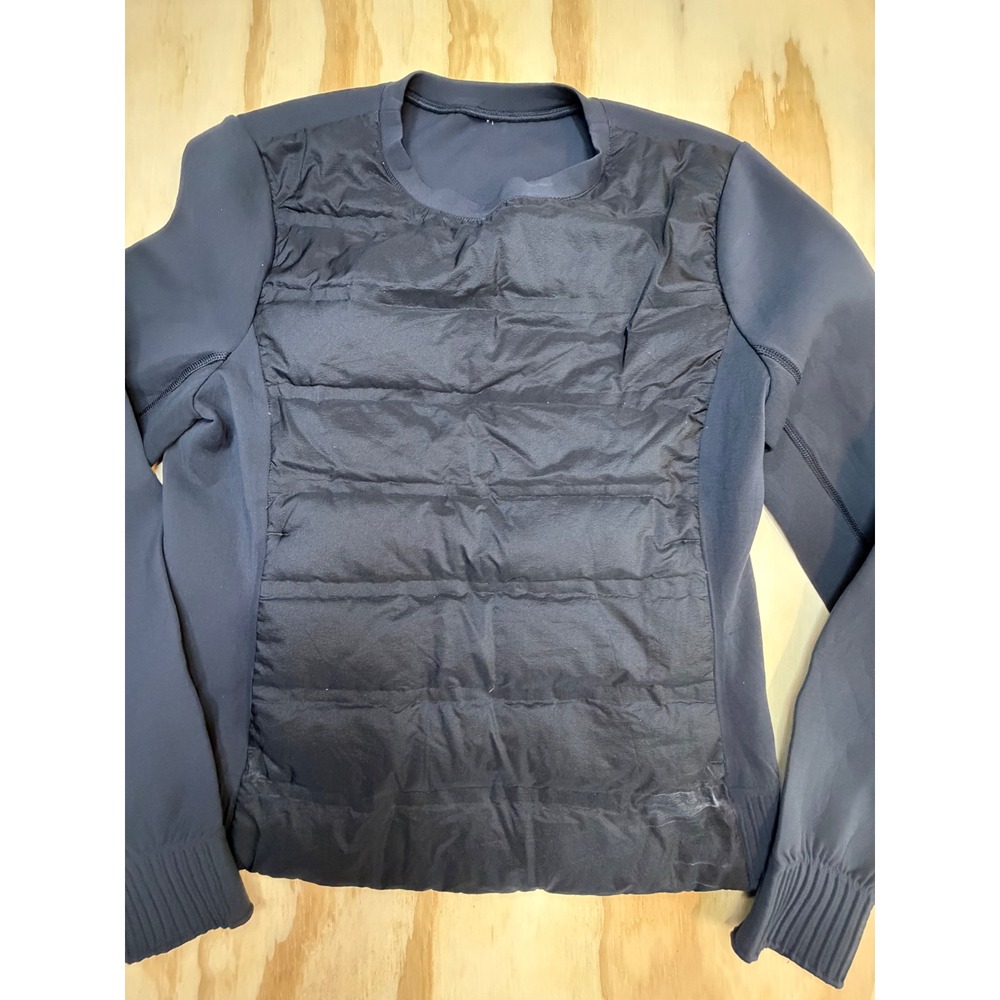 Lululemon Down & Around Crew Black Insulated Pullover W4AGBS Size 6 Athleisure - Picture 11 of 11